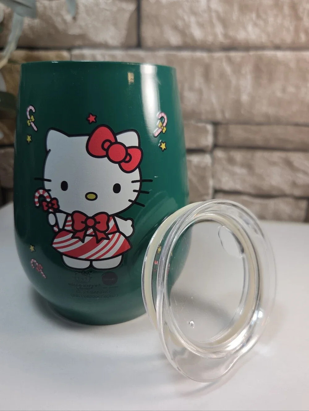 Hello Kitty Candy Cane Christmas Steel Tumbler Cup Sanrio 10oz LIMITED Hot &Cold